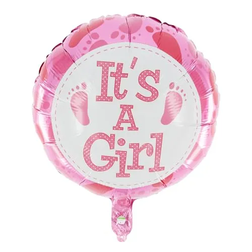 Party Factory Folienballon - It´s a Girl! - ø 45cm, rosa, Luftballon zur Geburt, Gender Reveal, Babyparty, Heliumballon Mädchen