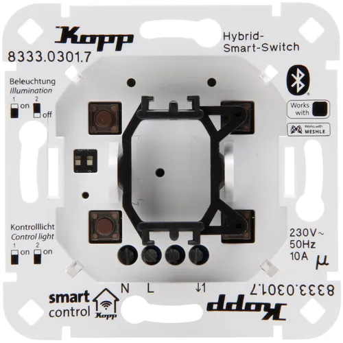 Kopp Smart-control Hybrid-Smart-Switch: Schalter 1-Kanal, 3-Draht, Farbe: Weiß