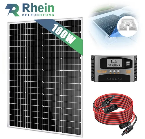 Rhein Beleuchtung Solarmodul 100W Komplettset für Wohnmobile und Camping