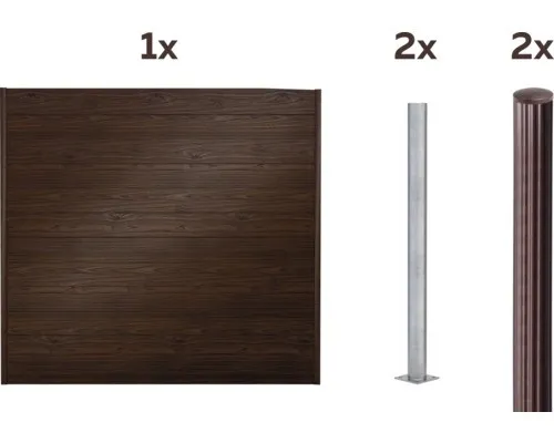 Zaun Set ALBERTS Palitio 2 m x 180 cm dunkelbraun - Stabiler Zaun mit einer Profilhöhe von 15 cm, ideal zum Aufschrauben für eine ansprechende Umrandung Ihres Gartens.