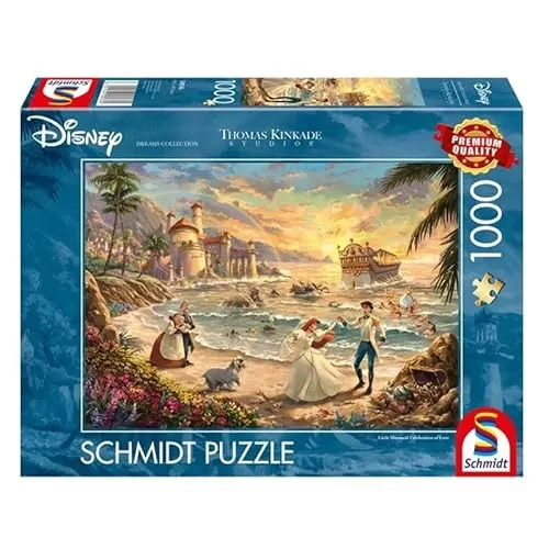 Schmidt Spiele 58036 Thomas Kinkade, Disney, Arielle, The Little Mermaid Celebration of Love, 1000 Teile Puzzle