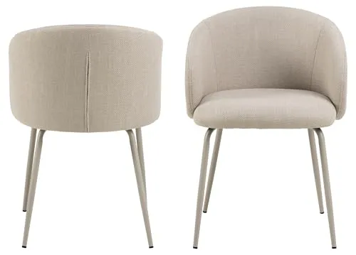 Esszimmerstuhl >Eleanor< 2er-Set mit Armlehnen – Beige & Grau