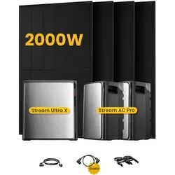 EcoFlow Stream Ultra X - All-in-One Speicher für Balkonkraftwerke - Powerstations mit bis zu 2 300 W AC-Ausgang und erweiterbarer Kapazität von 3,84 bis 23 kWh für zuverlässige Energieversorgung und jährliche Einsparungen von bis zu 1 993 €.