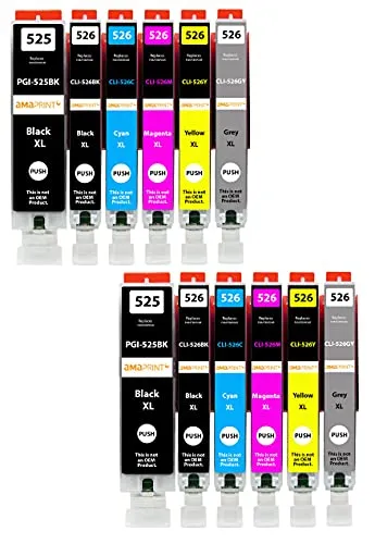 Amaprint 12 XL Patronen kompatibel mit Canon PGI 525 CLI 526 passend für Pixma MG6120 MG6150 MG6200 MG6250 MG8120 MG8150 MG8200 MG8240 MG8240 MG8250