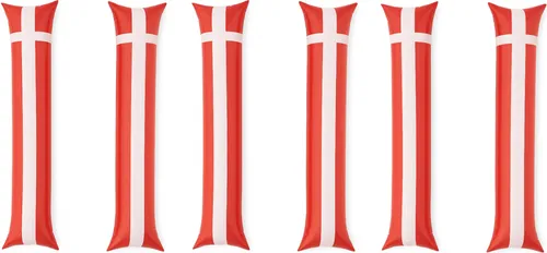 Fanartikel Klatschstangen 6 Stück Ausblasbar ca. 58 cm Jubelstäbe Lärmstäbe Dänemark