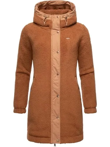 Ragwear Damen Fleecejacke Cousy Brown 5XL - Funktionsjacken: Kuschelige, warme Teddyfleecejacke mit Kapuze, ideal für Herbst und Frühling – schnelltrocknend und pflegeleicht für höchsten Tragekomfort.