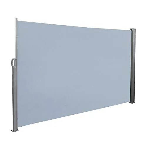 UISEBRT Seitenmarkise 180 x 300cm Seitenrollo Sonnenschutz Sichtschutz Windschutz für Balkon Terrasse Garten, Grau