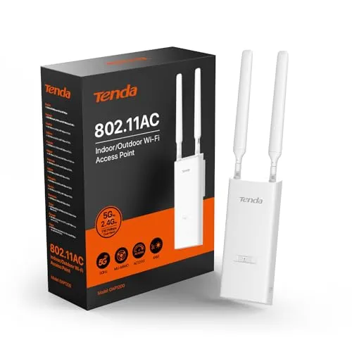 Tenda OAP1200 Access Point Outdoor - Wireless Access Point für den Außenbereich, IP65 wasserfest und bietet bis zu 1167 Mbit/s Geschwindigkeit für stabiles WLAN im Garten oder auf der Terrasse.