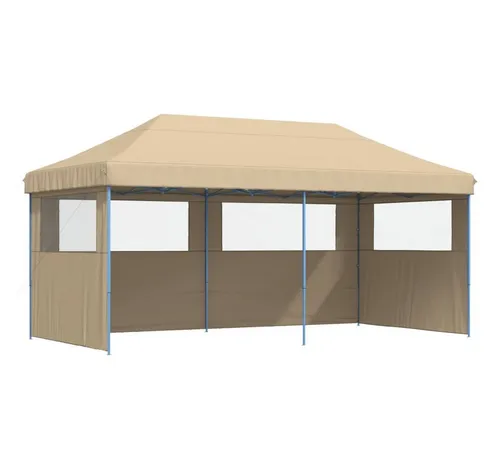 furnicato Partyzelt Faltbares Pop-up 580x292x315 cm Beige mit Blau