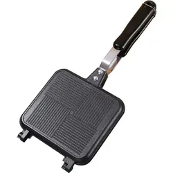 MODFU Universalpfannen Sandwichmaker, Doppelseitiger Sandwichgrill, Sandwich Toaster beidseitig, Sandwichmaker mit Antihaftbeschichtung, Modell 2 - Schwarz