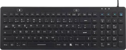 Renkforce iM-IKB106-BK Tastatur Schwarz - Spritzwassergeschützt und Staubgeschützt - Tastaturen mit IP68-Zertifizierung, wasserdicht und waschbar, ideal für hygienische Arbeitsumgebungen. Mit praktischem Ein-/Ausschalter für einfache Reinigung.