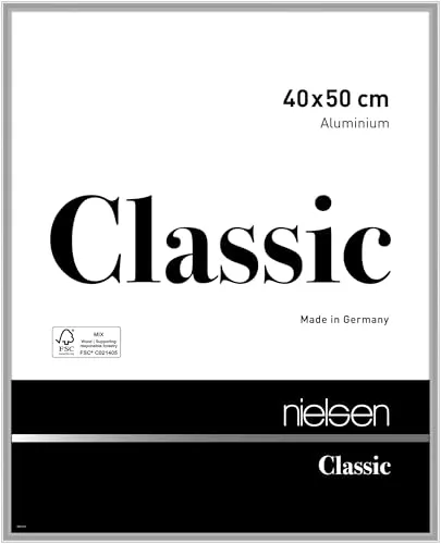 Alurahmen Classic 40x50 cm silber - Moderner Aluminium Bilderrahmen 40x50 cm, ideal für jede Wohnraumgestaltung, robust und stilvoll für Ihre Lieblingsfotos.