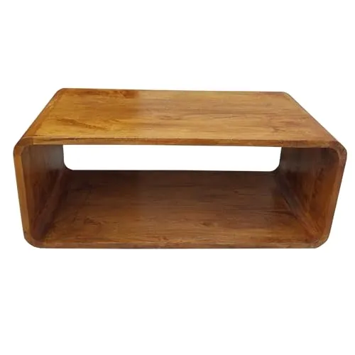 riess-ambiente Couchtisch CUBUS 100cm - Massiver Mangoholz Tisch mit Stauraum - Eleganter Couchtisch aus lackiertem Mangoholz im warmen Honey Finish. Mit praktischem Stauraum und abgerundeten Kanten ist er ideal für moderne Wohnstile und sorgt für eine stilvolle Atmosphäre.