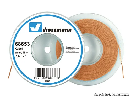 Viessmann 68653 - Kabel auf Abrollspule 0,14 mm², braun, 25 m Neuware