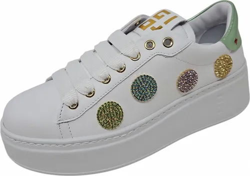 Gio+ Damen Sneaker in Weiß, Größe 38 - Stylische Damen Sneaker in combi white, aus hochwertigem Leder mit flachem Absatz und praktischem Schnürverschluss – ideal für jeden Anlass!