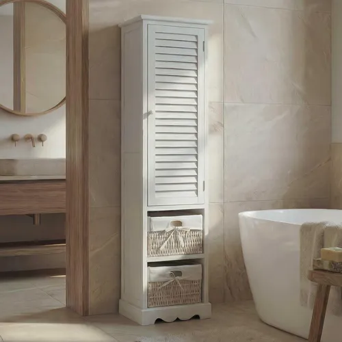 Badezimmerkommode MCW-H20, Shabby-Look Badschrank mit Körben