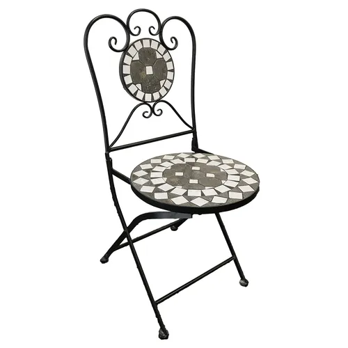 Mosaik Balkonstuhl klappbar – Kreis Design Bistrostuhl - Mosaikstuhl aus Metall, klappbar und ideal für Balkone. Mit seinem einzigartigen Kreis Design bringt er Farbe und Stil in jeden Außenbereich.