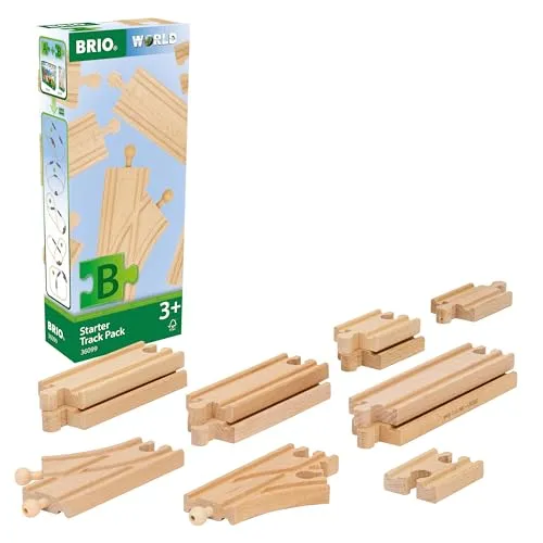 BRIO Bahn - 36099 Schienen Starter Sortiment B, 12-teiliges Holzschienenset für Kinder ab 3 Jahren