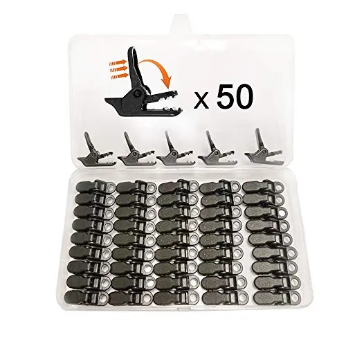 YIXISI 50PCS Zelt Clips, Set Plane Clips, Planen-Klemmen, Winddichte Markisen Clips, Clips Camping für Outdoor
