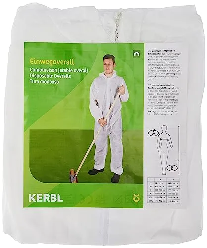 Kerbl Einwegoverall (Farbe Weiß, Größe XL, zum Schutz vor Staub und Schmutz, mit Kapuze, Gummizug) 3430