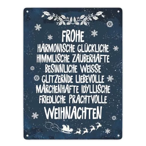 Frohe besinnliche und friedliche Weihnachten Metallschild XXL