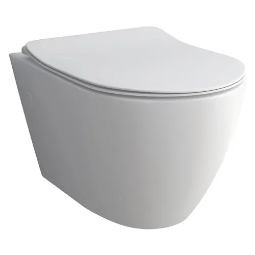 Alpenberger Spülrandloses Hänge WC Set mit d form Toilettendeckel Absenkautomatik | Nano Beschichtung Keramik Wand WC Kloschüssel | Gäste WC Toilettenschüssel Passend zu Geberit (Insara 9024)