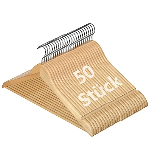 Ribelli Mehrfach-Kleiderbügel aus Holz, 20/50 Stück - Kleiderbügel aus hochwertigem Ahornholz, stabil und langlebig. Ideal für die stilvolle Aufbewahrung Ihrer Kleidung, erhältlich in 20 oder 50 Stück.