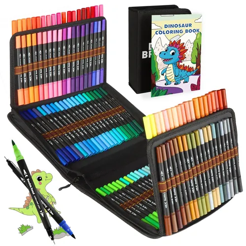 KIMIGO Dual Brush Pen Set - 120 Farben Filzstifte für kreative Kunst - Stifte & Marker für künstlerische Arbeiten mit 120 lebendigen Farben, zwei Spitzen für vielseitige Anwendungen und sicherer Tinte auf Wasserbasis. Ideal für Künstler und kreative Köpfe!