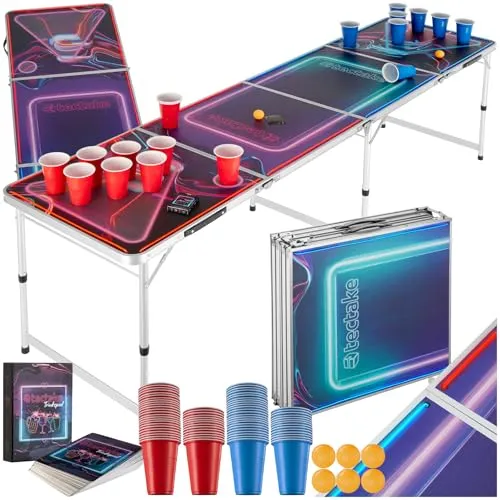 tectake® Bierpongtisch mit LED-Beleuchtung von tectake