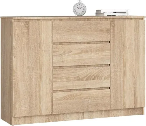 BDW, Kommode mit 4 Schubladen, 139x40x99 cm, K140, Sonoma-eiche