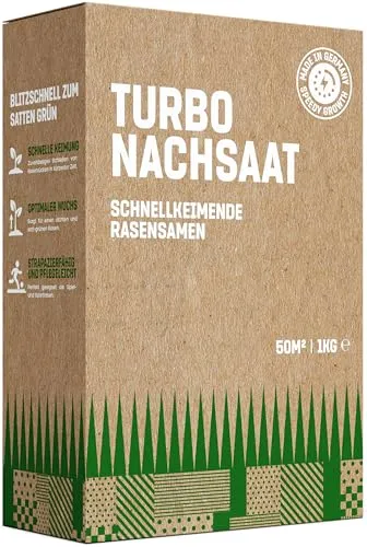 GardenGloss Rasensamen Schnellkeimend Herbst 1kg - Made in Germany - 50m2 Fläche Rasen - Grassamen Turbo Nachsaat und Neuanlage - Rasennachsaat