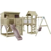 OutdoorToys Spielturm - Spielturm aus hochwertigem Holz in Altrosa, ideal für Kinder ab 3 Jahren, fördert Spiel und Bewegung im eigenen Garten.