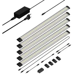 ledscom.de LED Unterbau-Leuchte Siris, Touch-Dimmer, flach, je 50cm, je 655lm, weiß, 5er Set