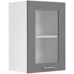 VCM Küchenschrank hängend - Landhaus Stil, Colura Weiß/Anthrazit - Küchenhängeschrank im Landhausstil, mit echtem Glas Ausschnitt und einem Fachboden. Ideal für stilvolle Kücheneinrichtungen. Maße: H. 60 x B. 40 x T. 31 cm.