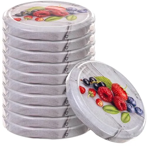 KADAX Schraubdeckel fi82 mm, Twist-Off-Deckel Set aus Metall, Ersatzdeckel für Einmachgläser, Deckel mit 6 Einrastzähnen für Sturzgläser und Einmachgläser (Beeren, 10 Stück)