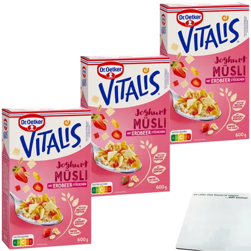 Dr. Oetker Vitalis Joghurtmüsli mit Erdbeerstückchen 3er Pack 3x600g usy Block