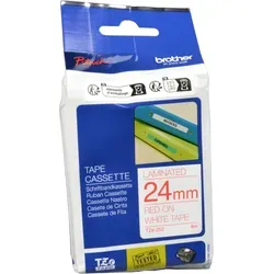 Brother P-Touch Band TZe-252 - 24mm x 8m, rot auf weiß, laminiert und langlebig für professionelle Etikettierung im Büro
