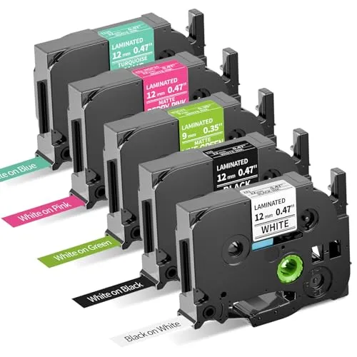 Oozmas Bänder 12mm kompatibel mit Brother P-touch Schriftband TZe-231 TZ231 TZe TZ Tape 12mm 0.47 für Brother Beschriftungsgerät H105 D210 D400 H110 1010 H100lb 1280 H107B Cube, 5er-Pack
