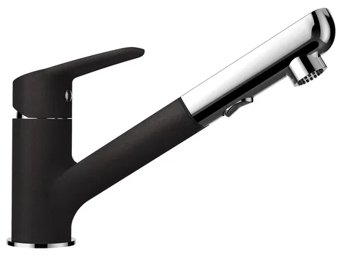 Schock Daja Nero Hochdruckarmatur - 522120GNE - Moderne Armatur mit Ausziehauslauf und umstellbarer Schlauchbrause, ideal für flexible Nutzung in der Küche.