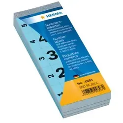 HERMA Etiketten Nummernblock selbstklebend 1-500 blau 28x56mm - Praktischer Nummernblock mit 500 selbstklebenden Etiketten in Blau, ideal für die Organisation und Beschriftung. Perfekt für Büro und Zuhause, einfach anzubringen und vielseitig einsetzbar.
