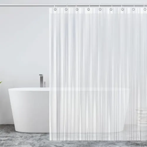 BOZKAA Transparent Duschvorhang 180x200,Antischimmel Wasserdicht Duschvorhänge, Plastik PEVA Badvorhang mit 12 Duschvorhängeringen
