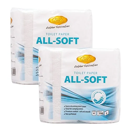 Camp4 All Soft Toilettenpapier speziell für Campingtoiletten 8 Rollen, ideal für Wohnwagen und Wohnmobil