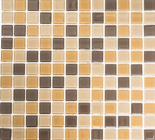 Mosaik Quadrat Crystal mix braun Glasmosaik Transluzent Transparent 3D Fliesenspiegel, Mosaikstein Format: 25x25x4 mm, Mattengröße: 327x302 mm, 10 Matten