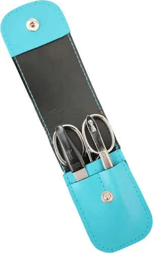 EloModa Maniküre-Etui 3-teiliges Solingen Maniküre Set mit Leder Etui, Nagelschere, Feile, 3 tlg., Made in Germany