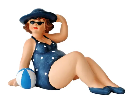 Frau im Badeanzug Hut Mollige Dicke Dame Lady Rubens Deko Retro Skulptur Figur