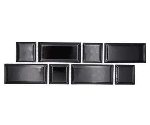 Mosaik Borde Bordüre Metro Uni Schwarz Mix