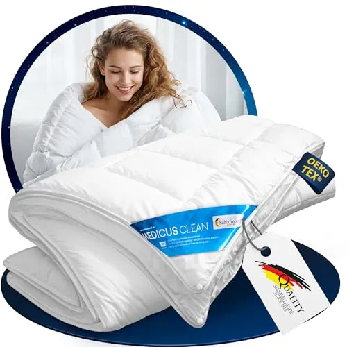 Schlafmond Medicus Clean Vierjahreszeiten Bettdecke 135x200 cm - Bettdecke für Allergiker, federleicht und anschmiegsam, sorgt für komfortable Nächte. Made in Germany, waschbar bis 95°C für stets hygienischen Schlafkomfort.
