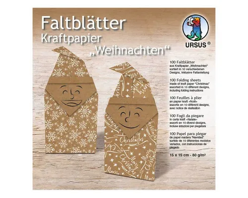 Ursus - Ludwig Bähr Kraftpapier URSUS Faltblätter Kraftpapier Weihnachten 15x15cm