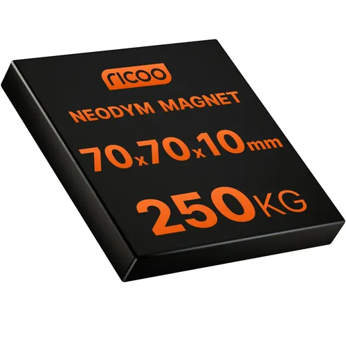 Neodym Magnet Ultra stark 250Kg Zugkraft N45 70x70x10mm Werkstatt Garten schwarz