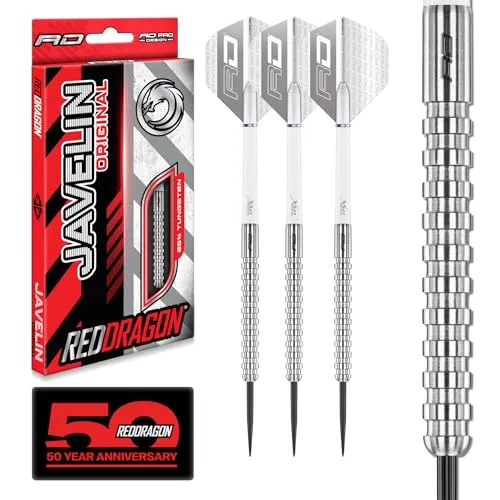 RED DRAGON Darts - Javelin Original Tungsten Darts | Profi Steeldarts mit Metallspitze, Flights & Shafts | Erhältlich in 20g, 22g, 24g, 26g | Präzise, langlebig & perfekt ausbalanciert.